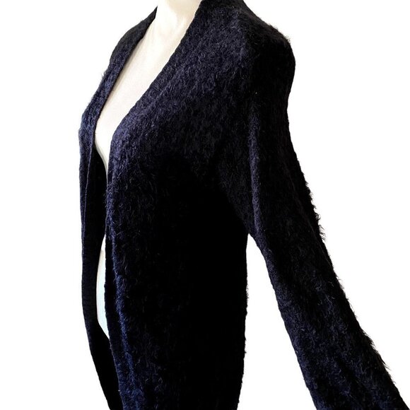 Love Tree | Fuzzy Cardigan Sweater | Dark Blue | Size: Small - Picture 3 of 11